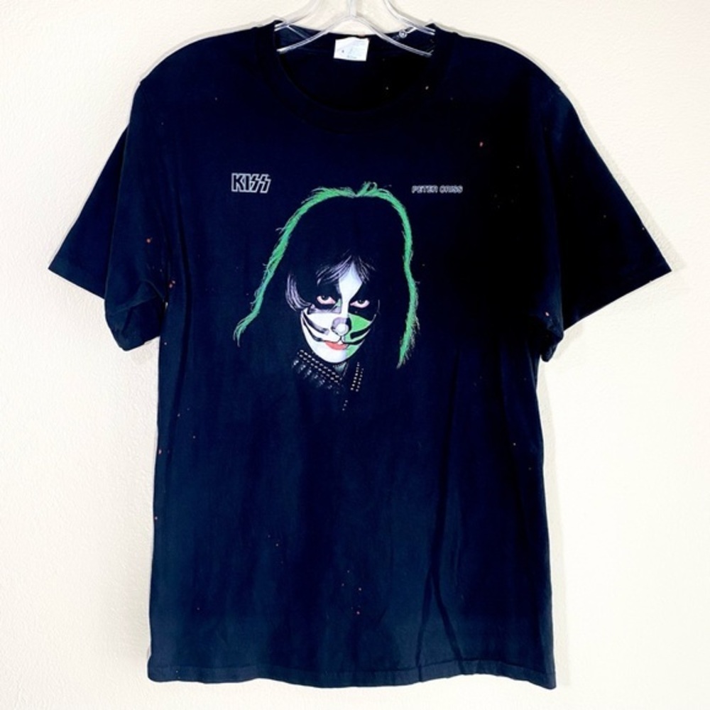 Vintage KISS T Shirt Tee Peter Criss black band tee face graphic print Rare y2k